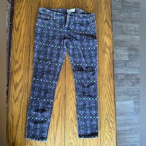 Free people paisley print corduroy pants skinny size 26